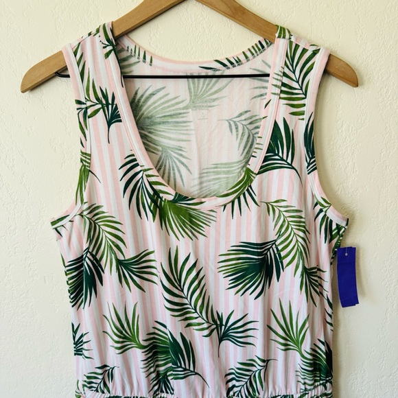 💜 Lands’ End | leaf striped multi pattern green jumpsuit - Picture 3 of 5